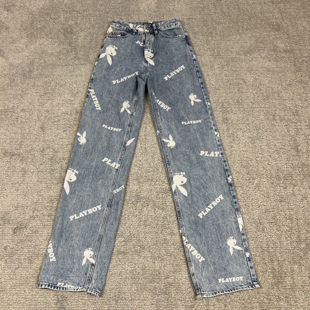 Playboy By PacSun Boyfriend Jeans Womens 23 X 32 Light Wash Bunny Denim